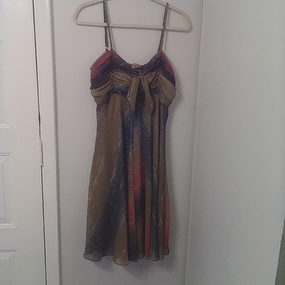 Green, Purple, Orange Sleeveless Mini Sundress